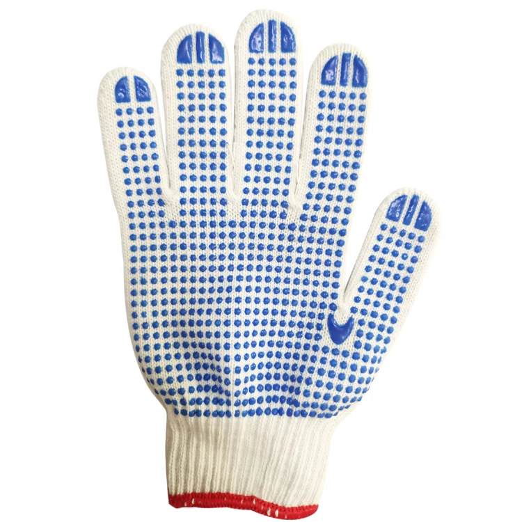 Best price anti cut washable cotton construction pvc safety gloves for industry