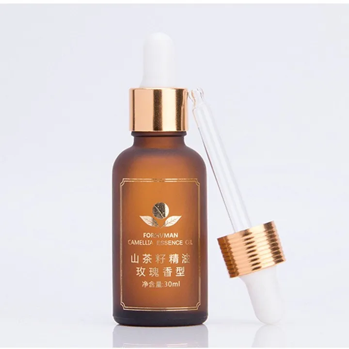 Cylinder glass 30ml 1oz frosted amber aroma arabic attar argan oil bottle with silver cap & dropper