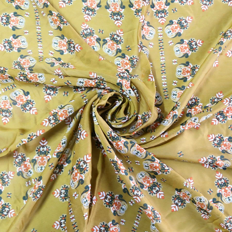 
Digital printing on 100% silk habotai chiffon crepe de chine fabric for dress and scarves 