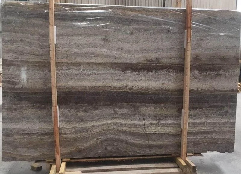 Best vein cut stone slab price pavers dark grey silver travertine