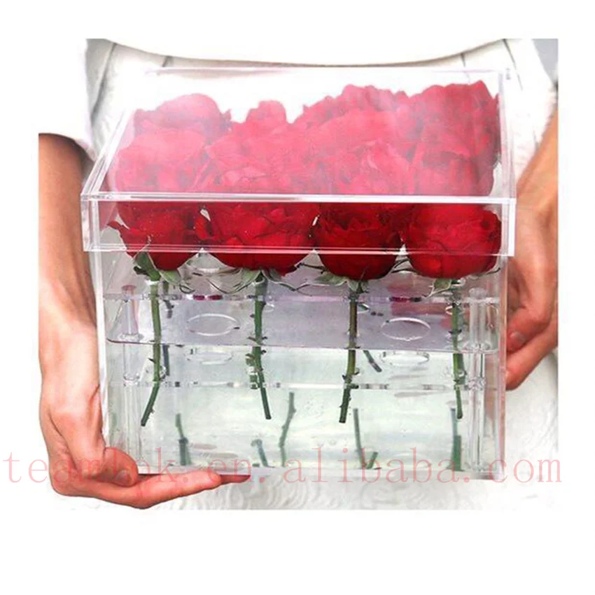 Acrylic Rose Flower Display Storage Box,Plexiglass Preserved Roses Gift Boxes