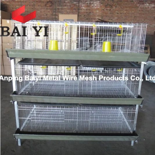 H Type 3 Tier 48 Birds Capacity Cage For Growing Broiler
