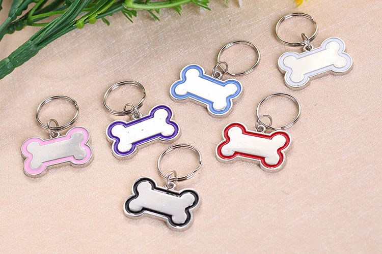 stainless steel custom metal blank chain name id silicon bone shape dog tag