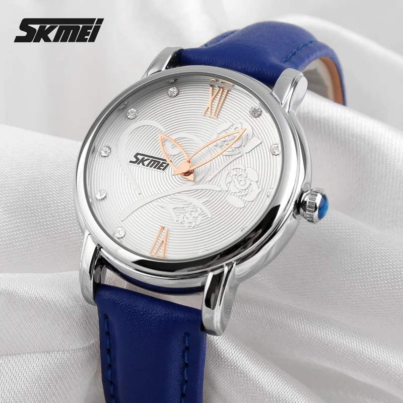 2016 Best selling custom personal brand Genuine Leather band diamond dial wrist watch women #9095