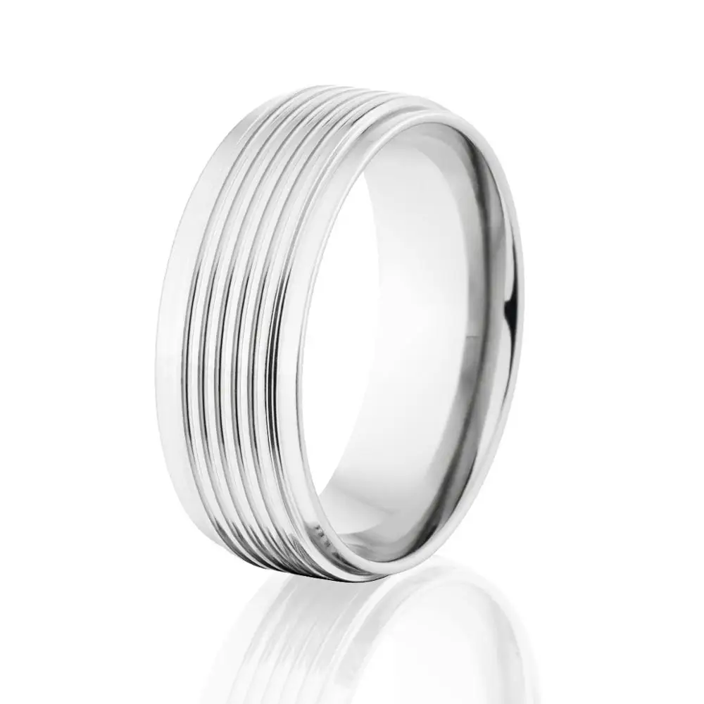 
New arrivals damascus steel ring with black cobalt inlay 