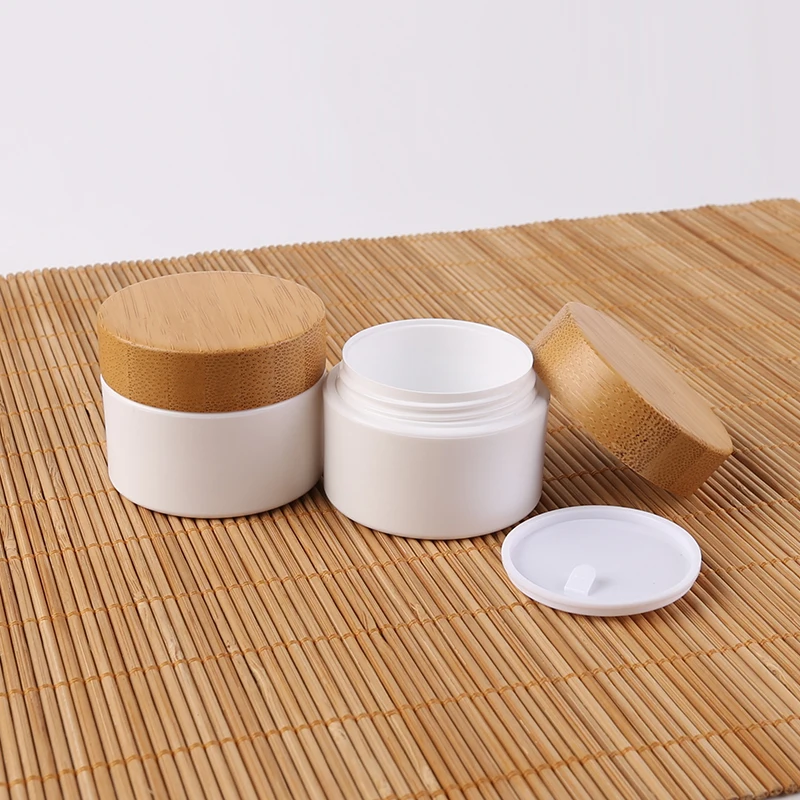 5ml 15ml 30ml 50ml 100ml Natural Cream Cosmetic Bamboo Wood Jar With Bamboo Lid For Face Body Cream