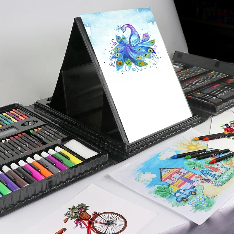 
179 Piece Double Sided Trifold Easel Kids Drawing Art Set 