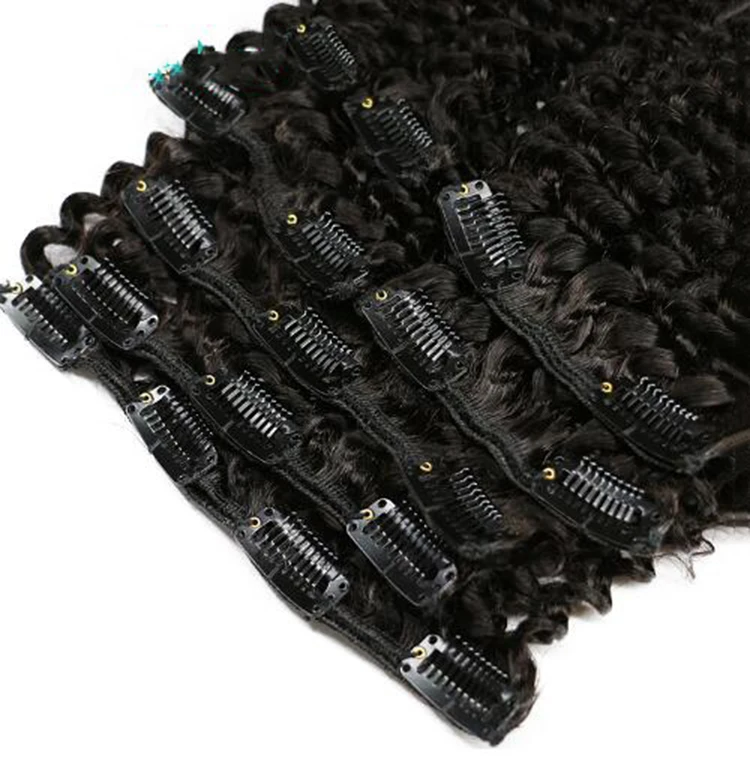 120g per set Natural Color Synthetic Hair Extensions Afro Kinky Curly Clip In Hair Bundles
