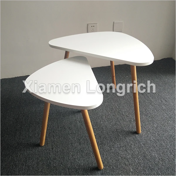 МДФ/Белый Блестящий Журнальный Столик с Отделкой Бамбука Ноги