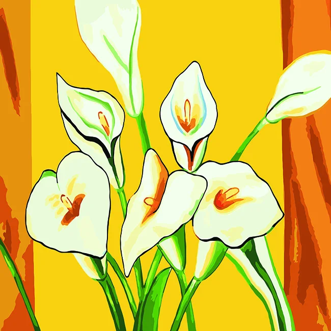 Customized DIY Kit Paint By Numbers Flowers Oil Painting Art