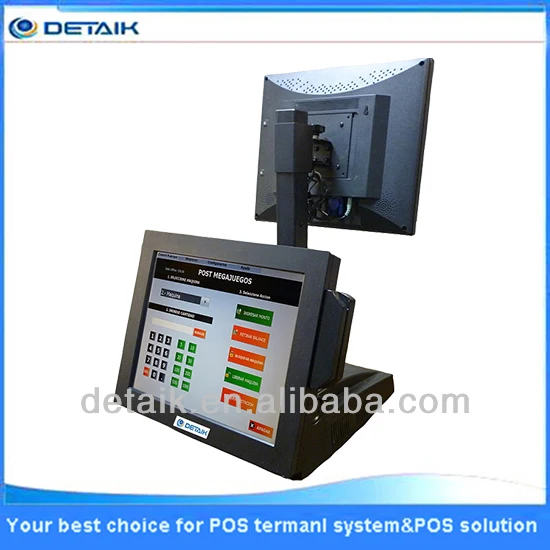 с 15-дюймовым двойной монитор с сенсорным экраном системы pos-терминал для магазина кассовых аппаратов