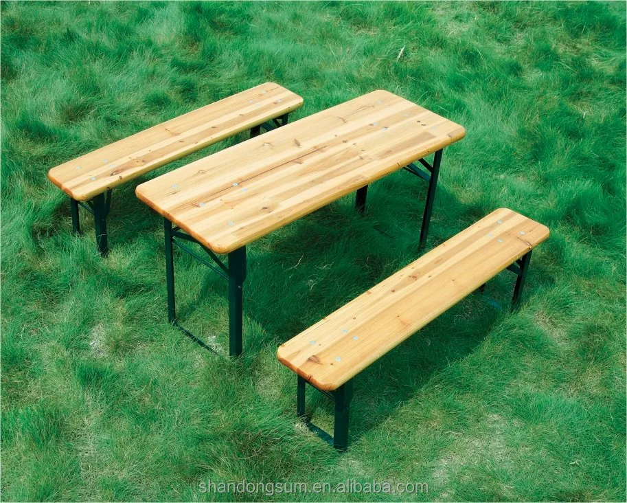 Wooden Folding Beer Table Bench Set Trestle