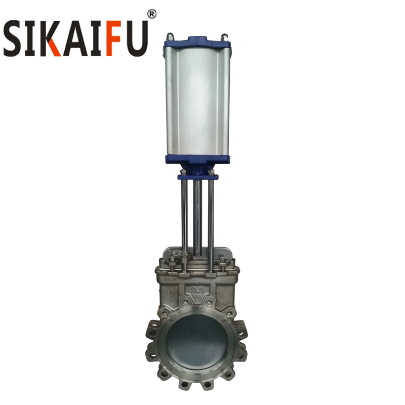 Stainless steel 8 Inch Wafer type Knife Gate Valve with Pneumatic Actuator