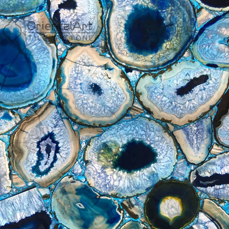 Китайский поставщик, натуральный драгоценный камень, агат, настенные и напольные декоративные плиты, синий камень