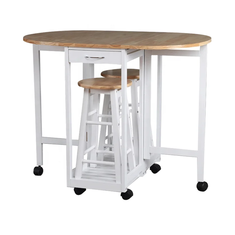 MDF Pine wood folding designs modern wooden dining table with wheels
