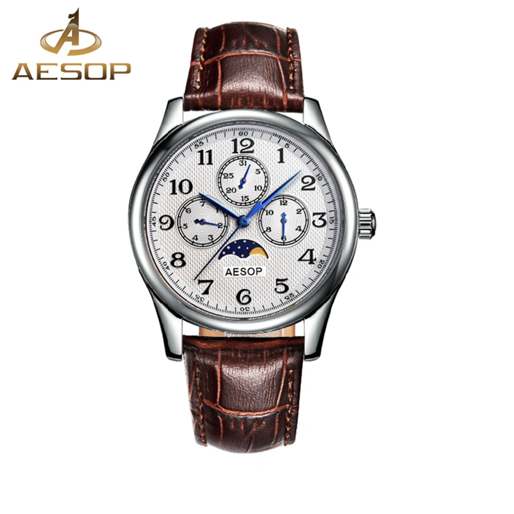Aesop popular Mens Week Display Sapphire Crystal Chronograph Quartz Wrist watches