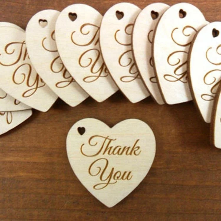 Лазерная резка свадьба СПАСИБО сердце знаки бирки для подарков свадебное украшение