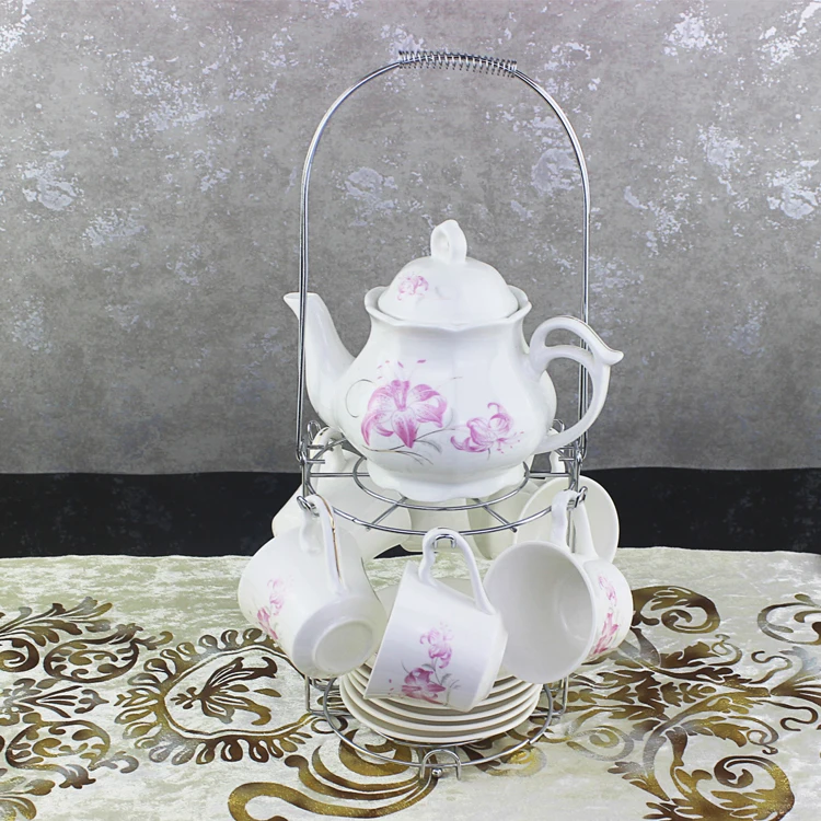 Factory Ceramic Tea Mug 13PCS Porcelain Tea Pot Set For Wholesale Selling