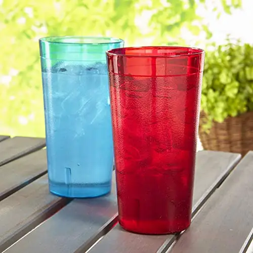 
Cafe 20 ounce Break-Resistant Plastic Cup Restaurant-Style Beverage Tumblers Set of 16 Clear 