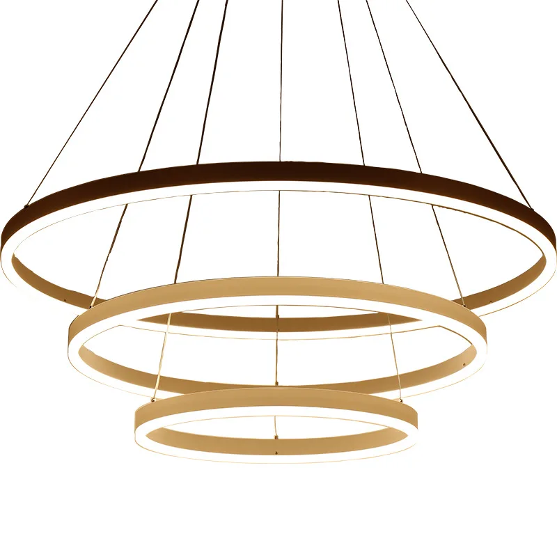 LED acrylic chandelier circle pendant lamp 3 ring hanging light