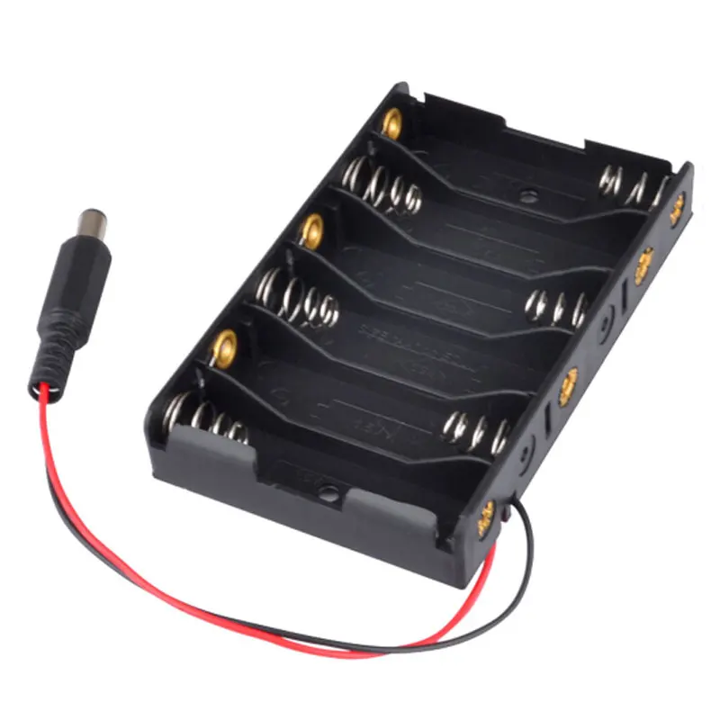 Battery Case Holder 6 x 1.5V AA batteries DIY Storage Box With DC2.1 Power Jack 6*AA 9V Battery Case