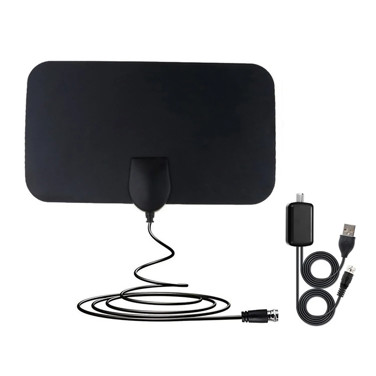 Indoor Signal Amplifier HDTV Digital TV Antenna VHF UHF Adapter Coax Cable TV Antenna