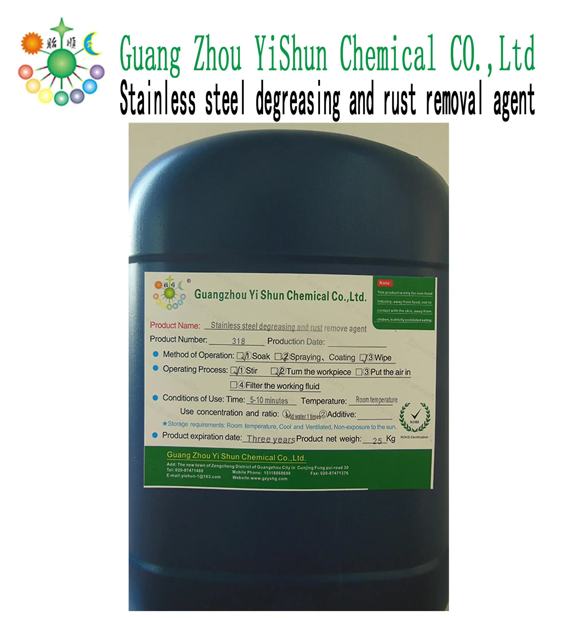 Environmental protection special oil and rust remover for stainless steel
