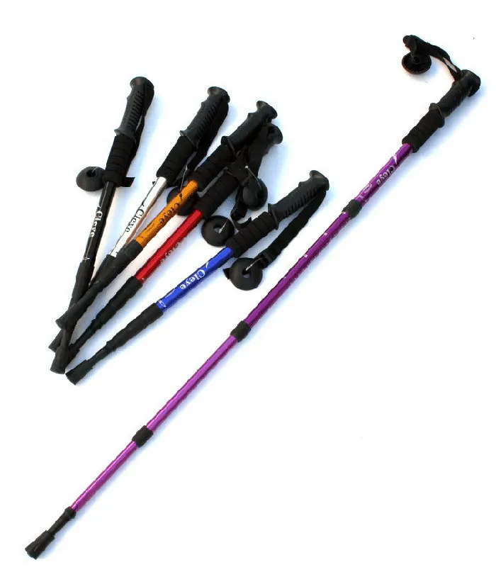 Free Shipping HOT Cleye Walking Straight Shank Stick,good Trekking pole telescopic ski poles 53-110CM 300G hike stick