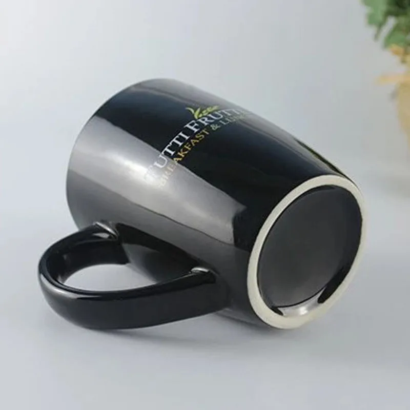 Oempromo custom black ceramic coffee mug with handle