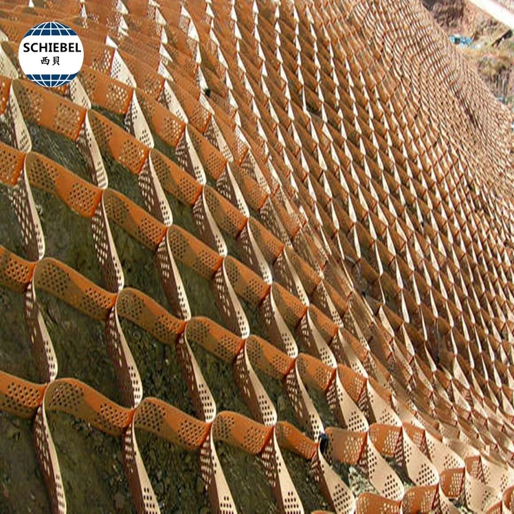 Геоячейка коричневого цвета из полиэтилена высокой плотности как почва для защиты от