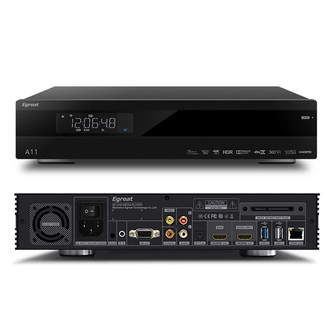 Egreat A11 dual H-D-M-I outputandroid tv box 1tb hdd media player media player 12v android media player