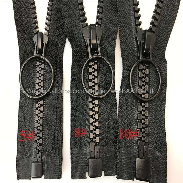 Yiwu пользовательские 8 #10 # большой зубы vislon пластика, разделяющей открытого типа молния черного цвета