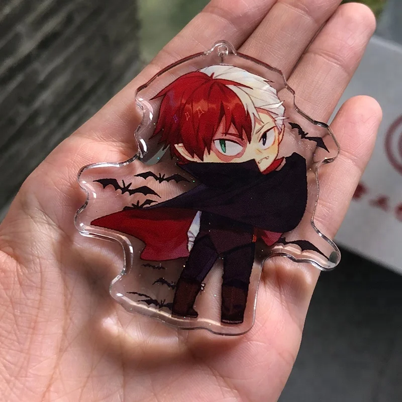 
Printed Customized plastic keychain make acrylic keychain with glitter epoxy hologram 