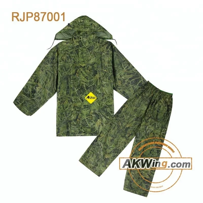 Army Forest Camouflage PVC Raincoat Police Rain Suits Military Raincoat