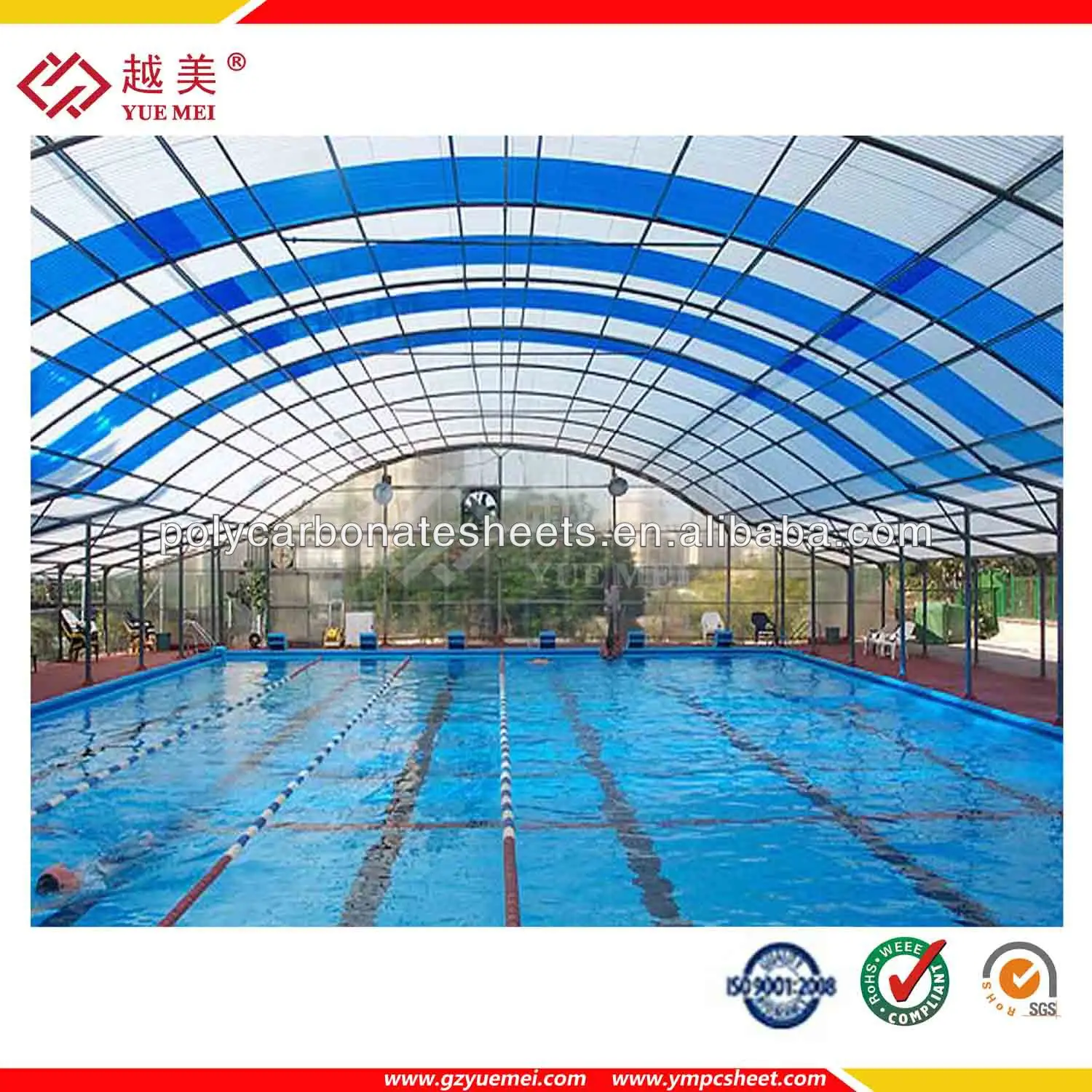 Anti UV polycarbonate hollow sheet for roofing shed & skylight dome