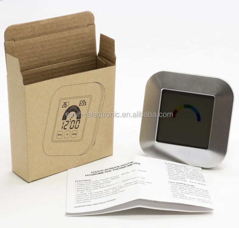 Touchscreen LCD Display Digital Alarm Clock with Hygrometer and Thermometer