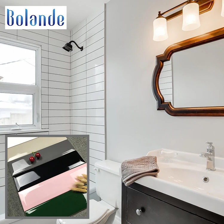 Wall White Kitchen Subway Beveled Ceramic Cheap Waterproof 75*300 Glossy Pink Porcelain Tiles