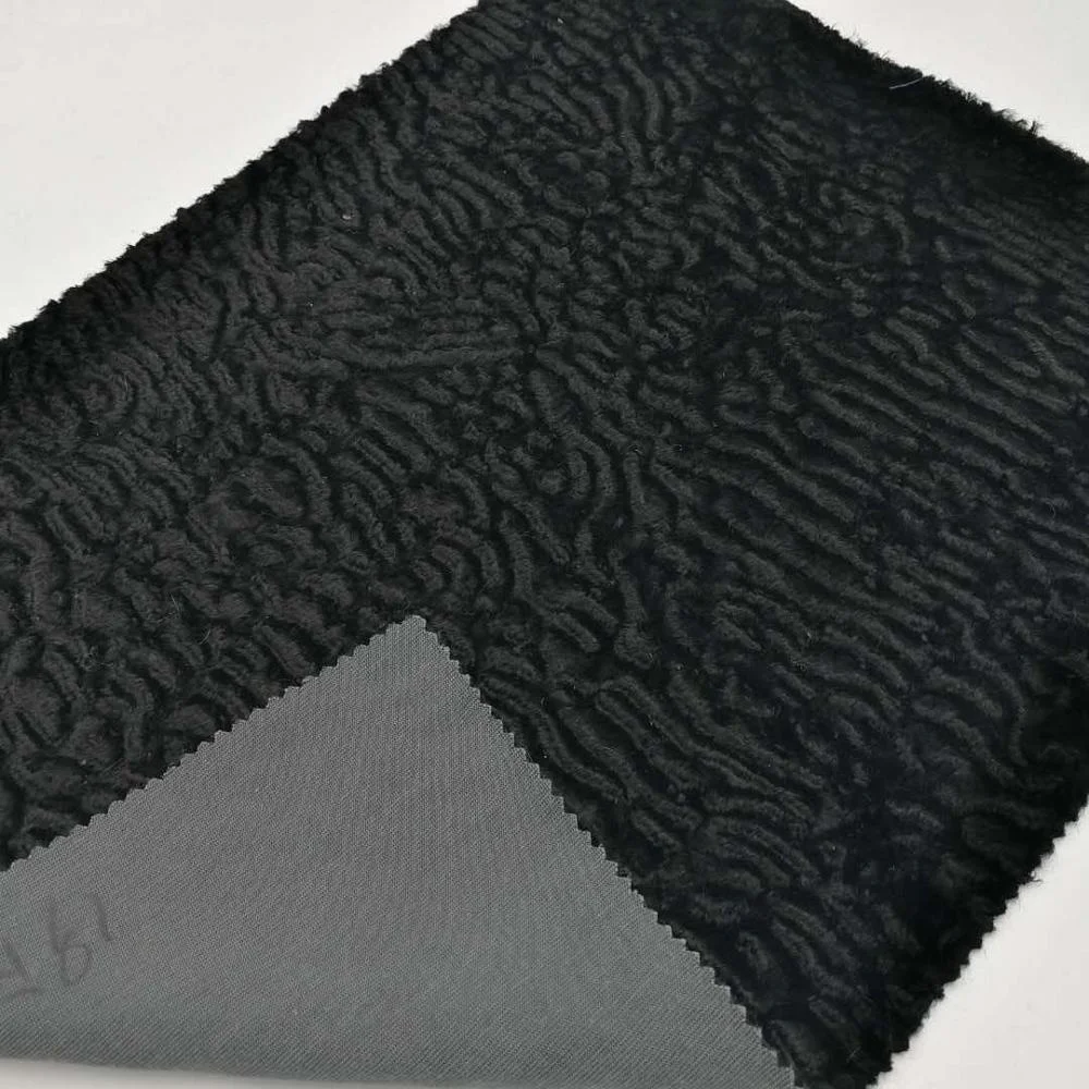 For garment and toy embossed acetate  faux fur fabric plush fabric wholesale