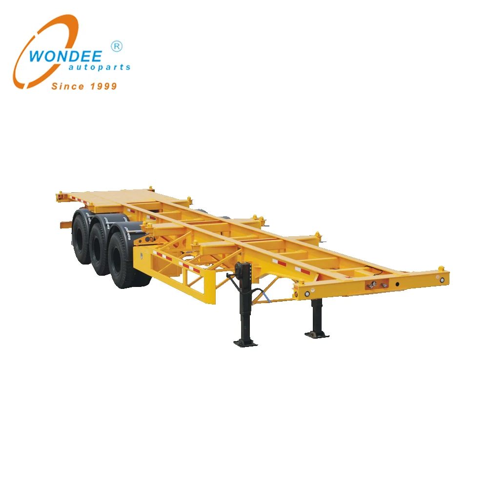 Дешевые 40T 3 оси скелета шасси контейнера трейлера полуприцеп с безбортовой платформой 40ft или 20ft