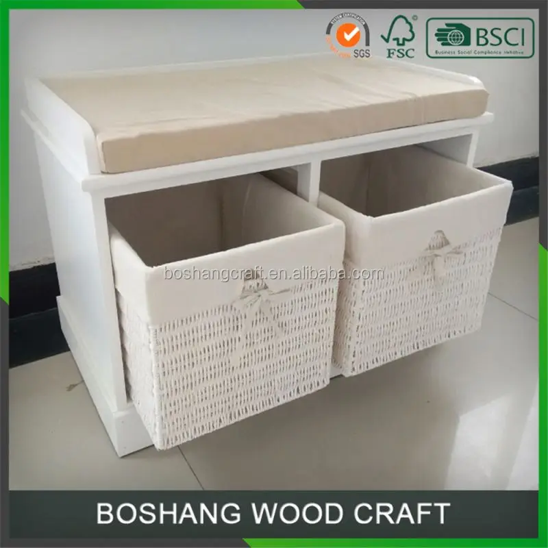 Large Capacity Space Indoor Small Storage Bench With Leather Cushion