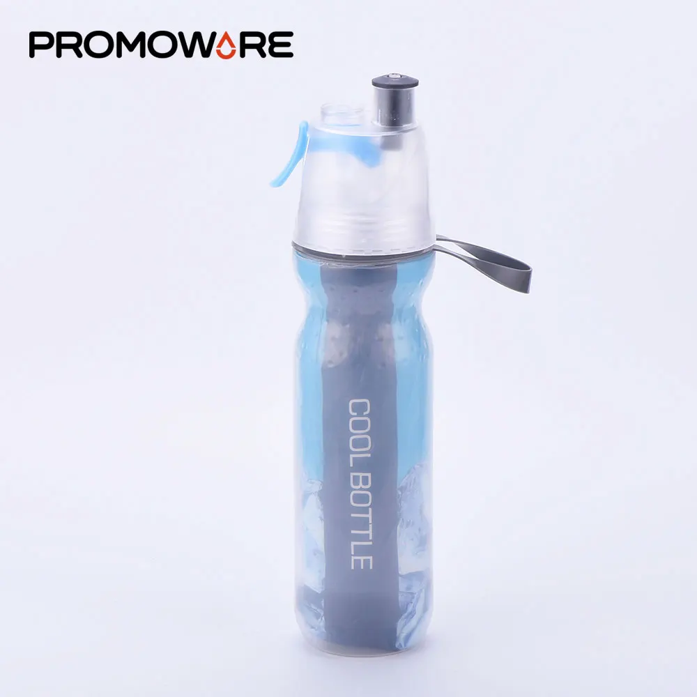 Wholesale Sippe Soft PE Plastic Mist Spray Bottle Wide Mouth Plastic Sports Squeeze Water Bottle with Mist Sprayer  Pop Up Lid