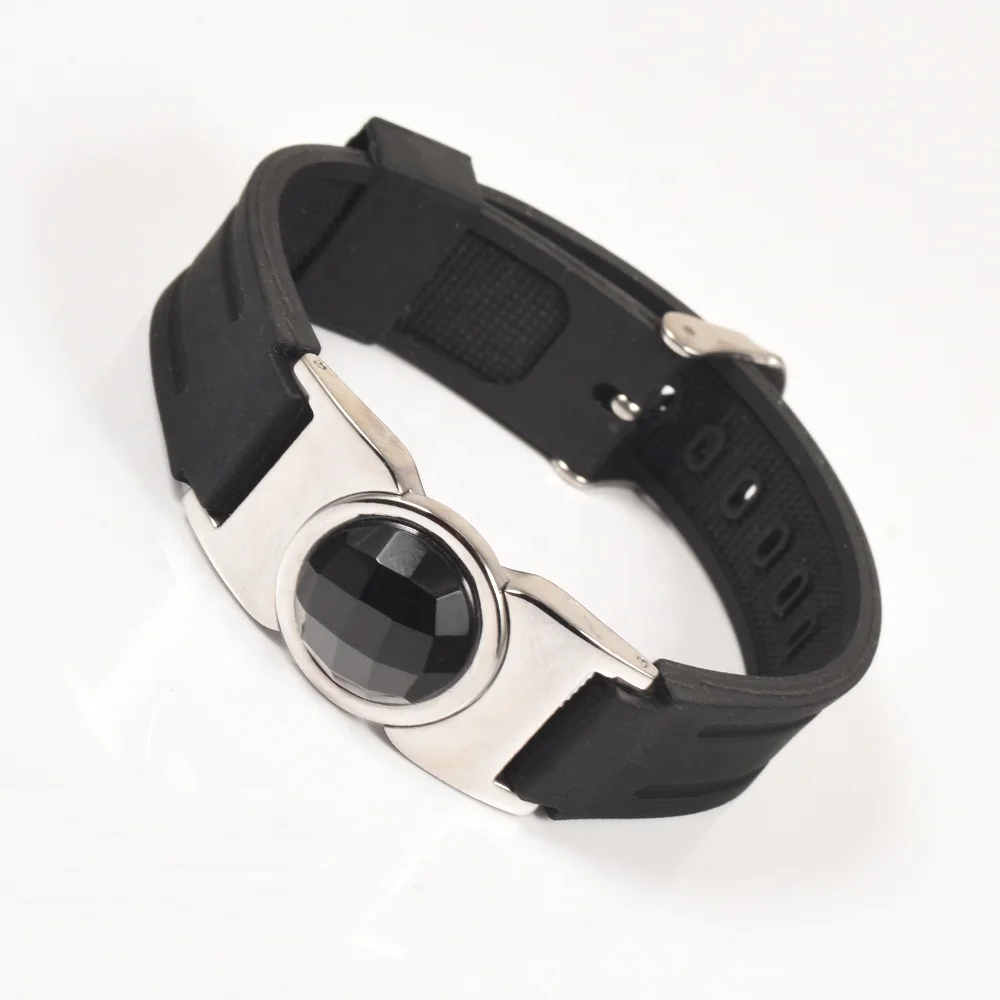 Wollet Powerful Golf Balance Magnetic Ion Silicone Energy Bracelet with Detachable Onyx Ball Marker