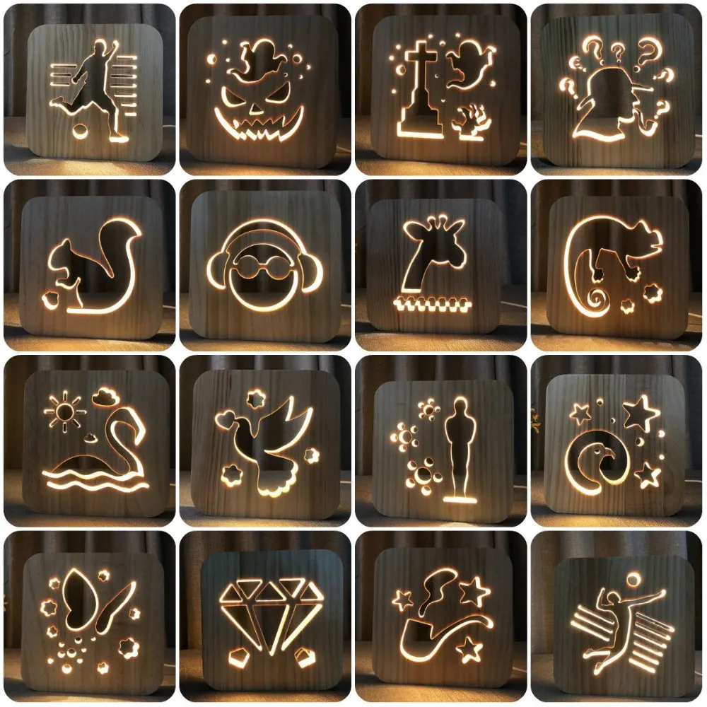 
IY801101 popular custom made design you own led lighting gift usb desk lamp wooden kid audit led night light customized 