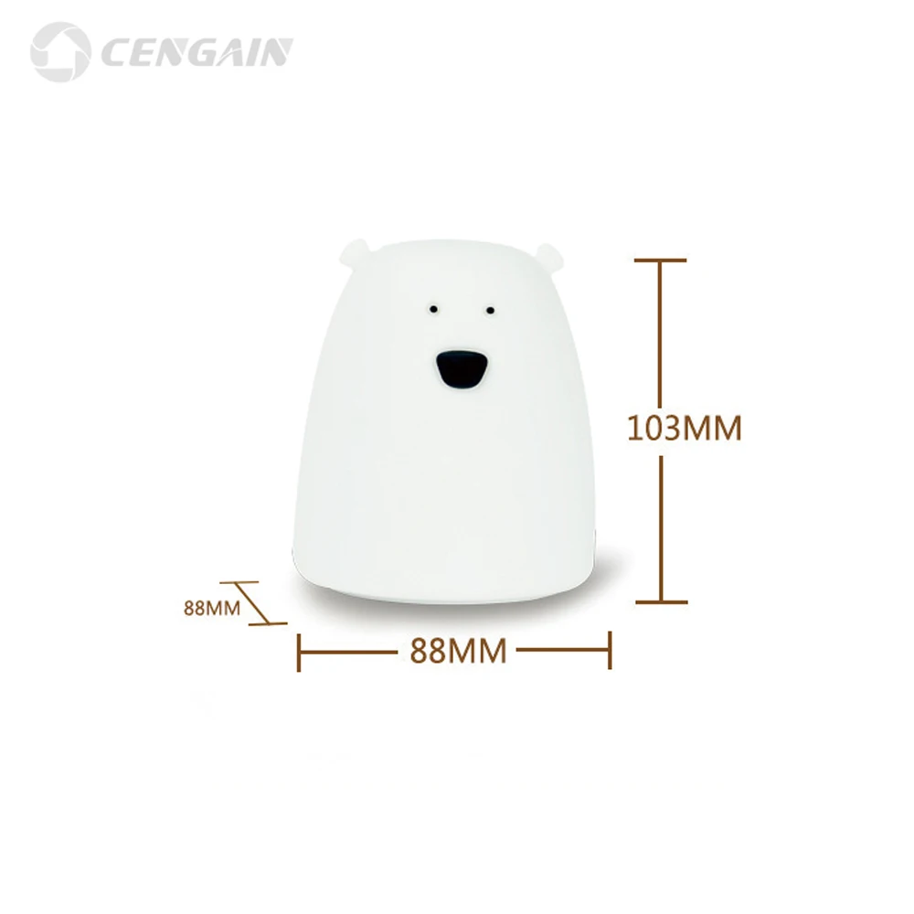 Cartoon Lauco Cute Bear,Silicone Multicolor USB Rechargeable Soft Nursery  Night Light for Baby Kids Toddler Boys Girls