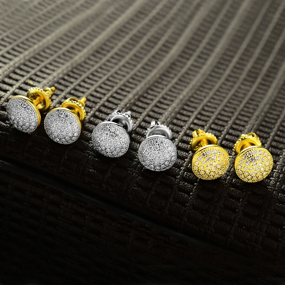 Мужские ювелирные изделия с микрозакрепкой, серьги-гвоздики из серебра 925 пробы с цирконом и золотом 14 к
