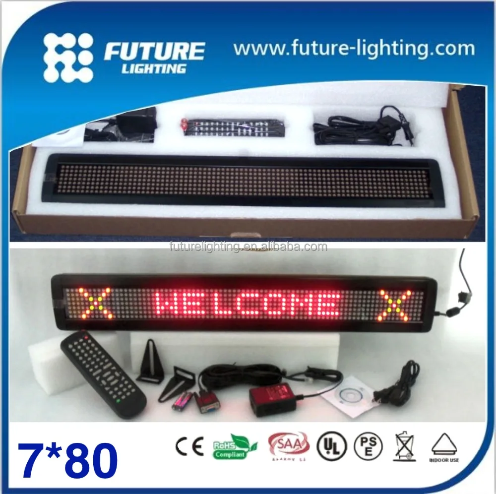 
Indoor Blue color 7*80dots Pitch7.62mm Control system IR Remote & RS232 led display 