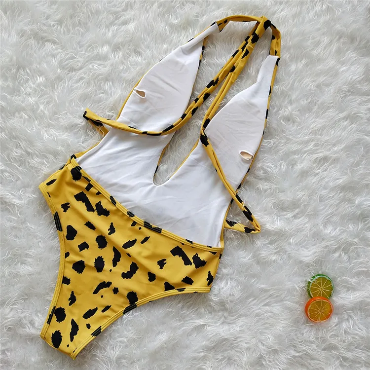 Cikini women 2019 sexy leopard one piece  print Backless brazilian bikini