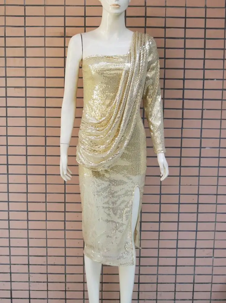 2021 latest design gold prom dresses party maxi sequin evening dress