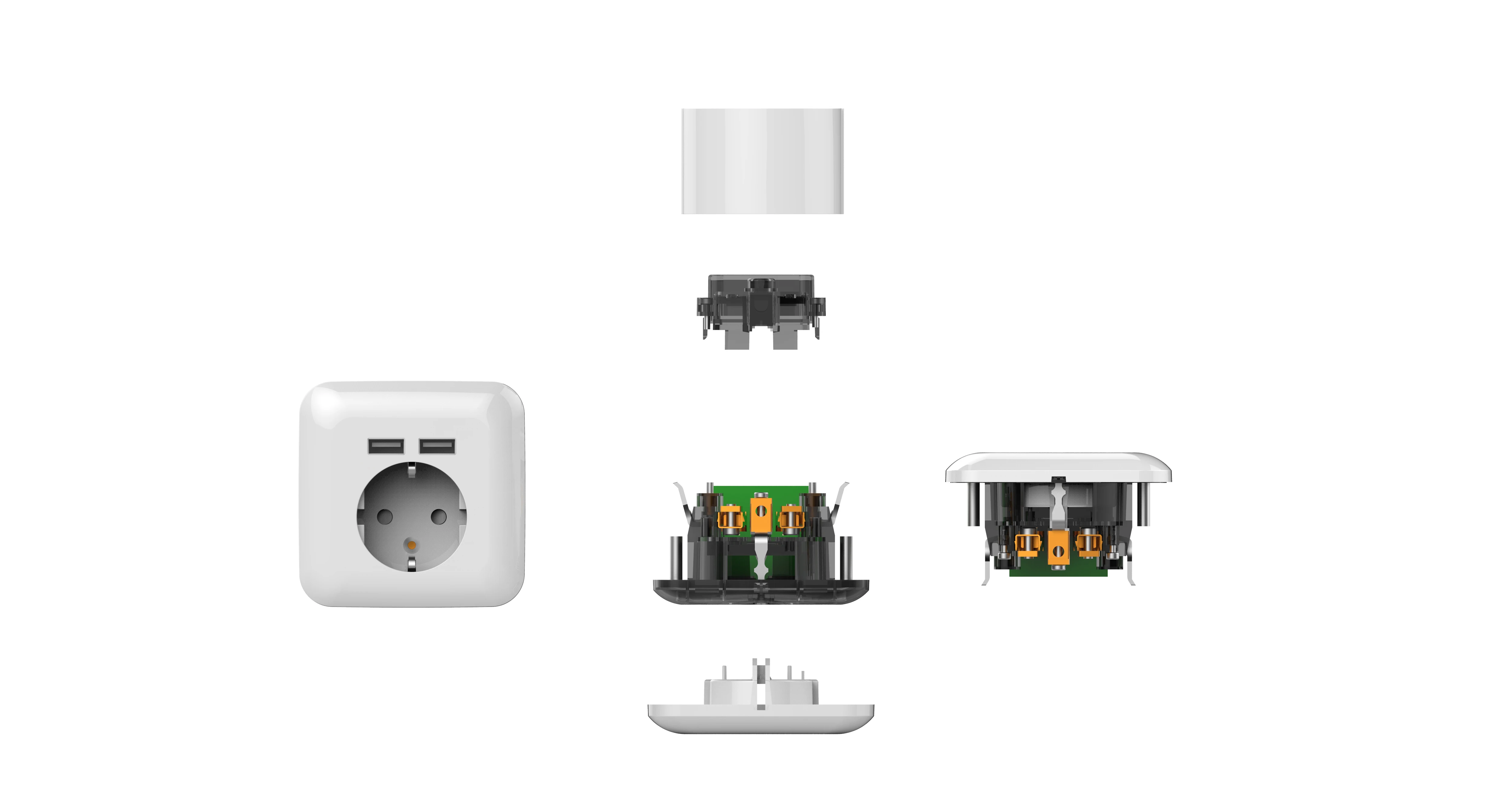 Hight Quality multi Schuko Europe  Wall Socket with Dual USB