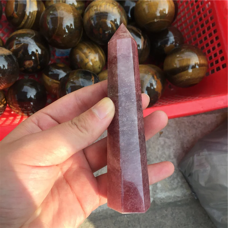 Wholesale Reiki Healing Natural Strawberry Quartz Wand Crystal Point